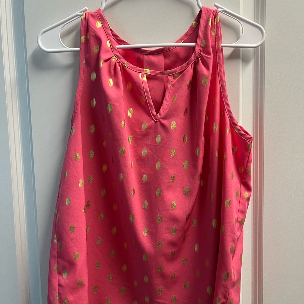 SHEIN Pink Tank Top with Gold Dots
